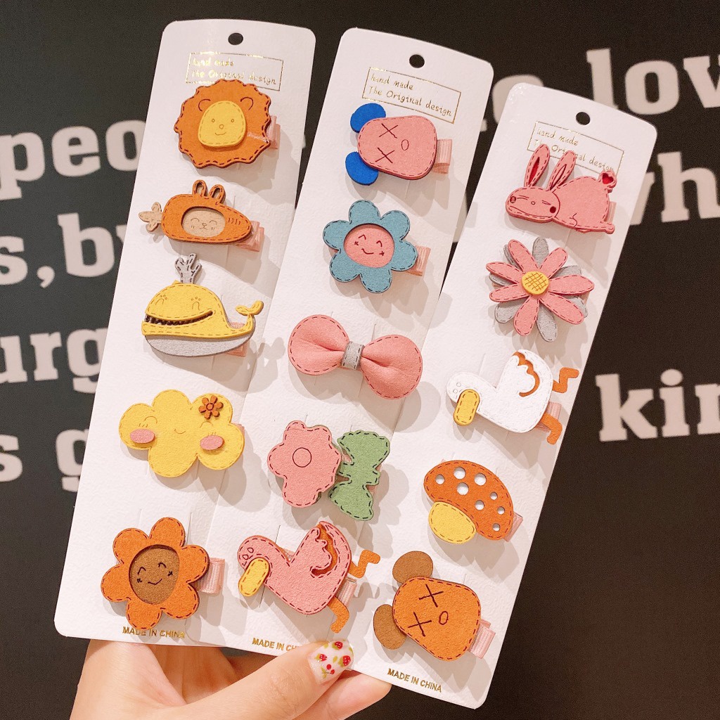 Bộ Kẹp Tóc Nhỏ Họa Tiết Trái Cây / Động Vật Phong Cách Hàn Quốc Dễ Thương Cho Bé Gái