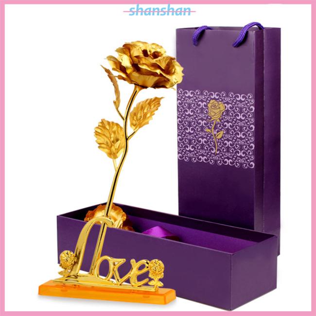 Cành hoa hồng mạ vàng 24K kèm phụ kiện xinh xắn