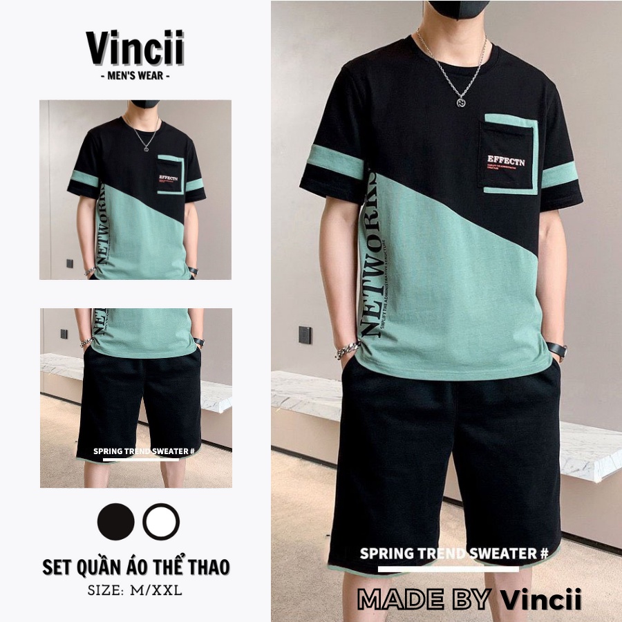 Quần Áo Nam Mùa Hè Vincii Đồ Bộ Thể Thao Cao Cấp Cotton Ngắn Tay Mềm Mịn Thấm Hút Mồ Hôi Set Mặc Nhà Đi Chơi