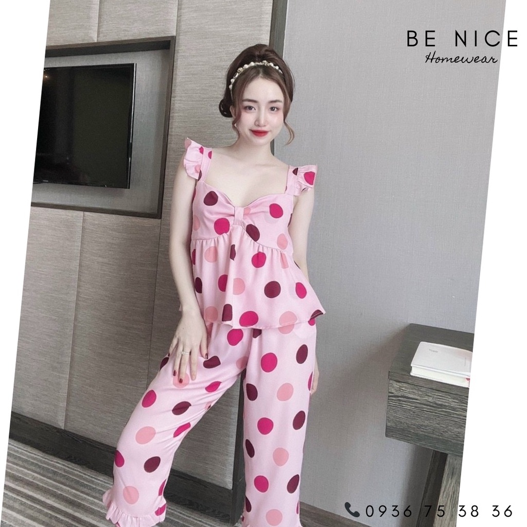 Bộ lụa mặc nhà cánh tiên lửng với nhiều họa tiết cho nàng nhà Be Nice Homewear