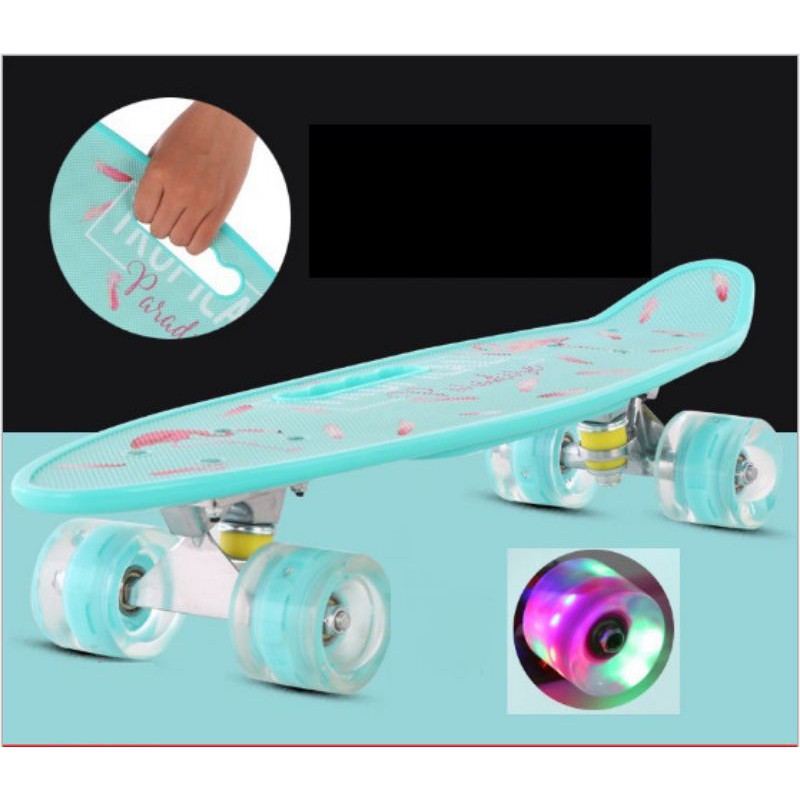 Ván Trượt Skateboard Penny 4 Bánh Đèn Led Có Tay Cầm Nhiều Màu Thỏa Mái Lựa Chọn