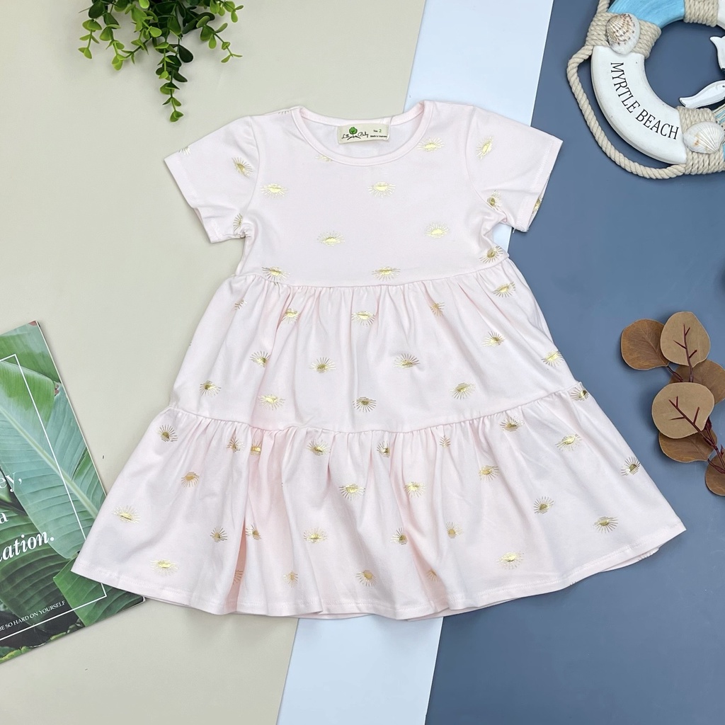 Đầm thun cotton co giãn 4 chiều Litibaby cho bé gái 10-30 kg
