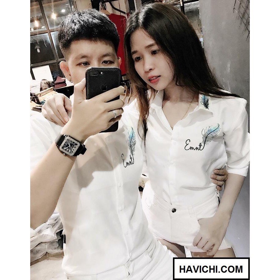 Áo Sơ Mi Nữ 𝐅𝐑𝐄𝐄𝐒𝐇𝐈𝐏Áo sơ mi nam nữ Cặp Đôi trắng đẹp kiểu công sở dài tay form rộng