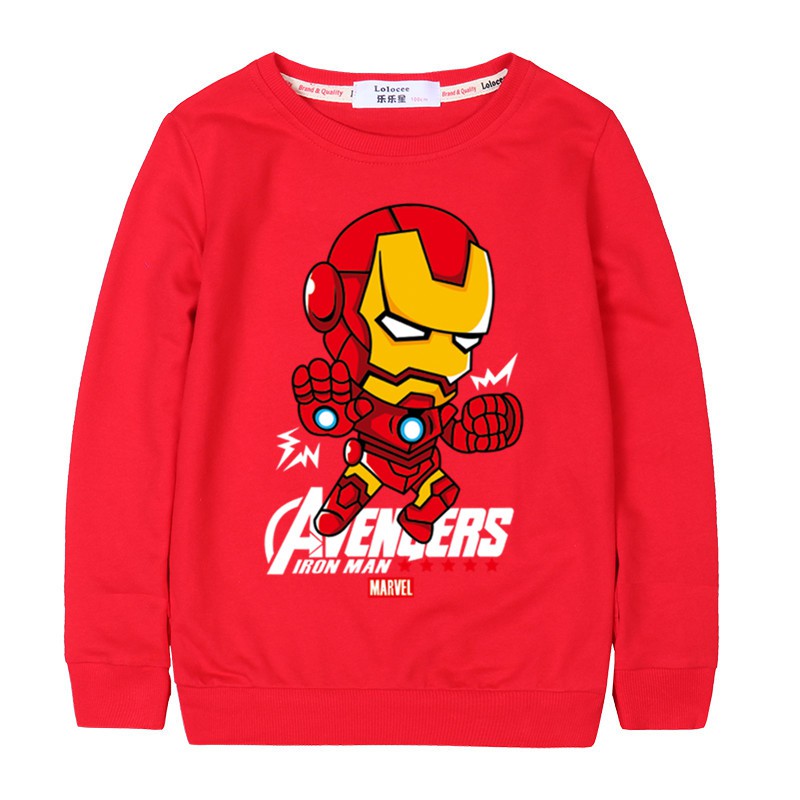 Áo Sweater cổ tròn dáng rộng in hình Iron man Marvel cá tính hợp thời trang | BigBuy360 - bigbuy360.vn