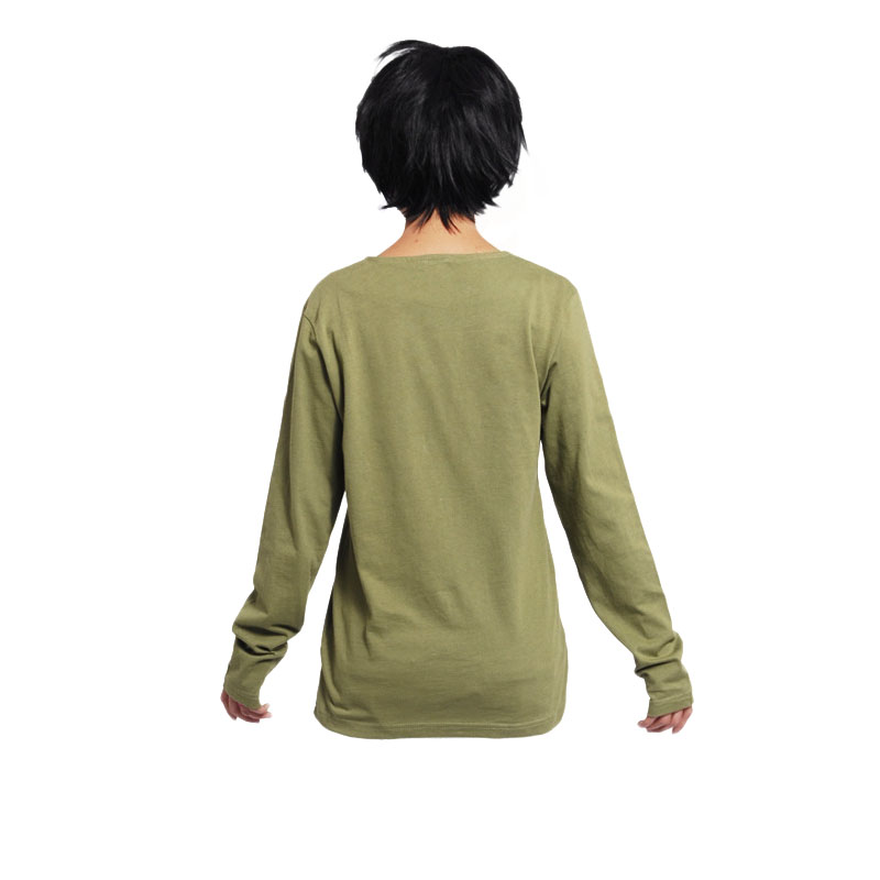 Áo thun bằng da cổ chữ V tay dài màu xanh lá cây cho hóa trang trong anime Attack On Titan