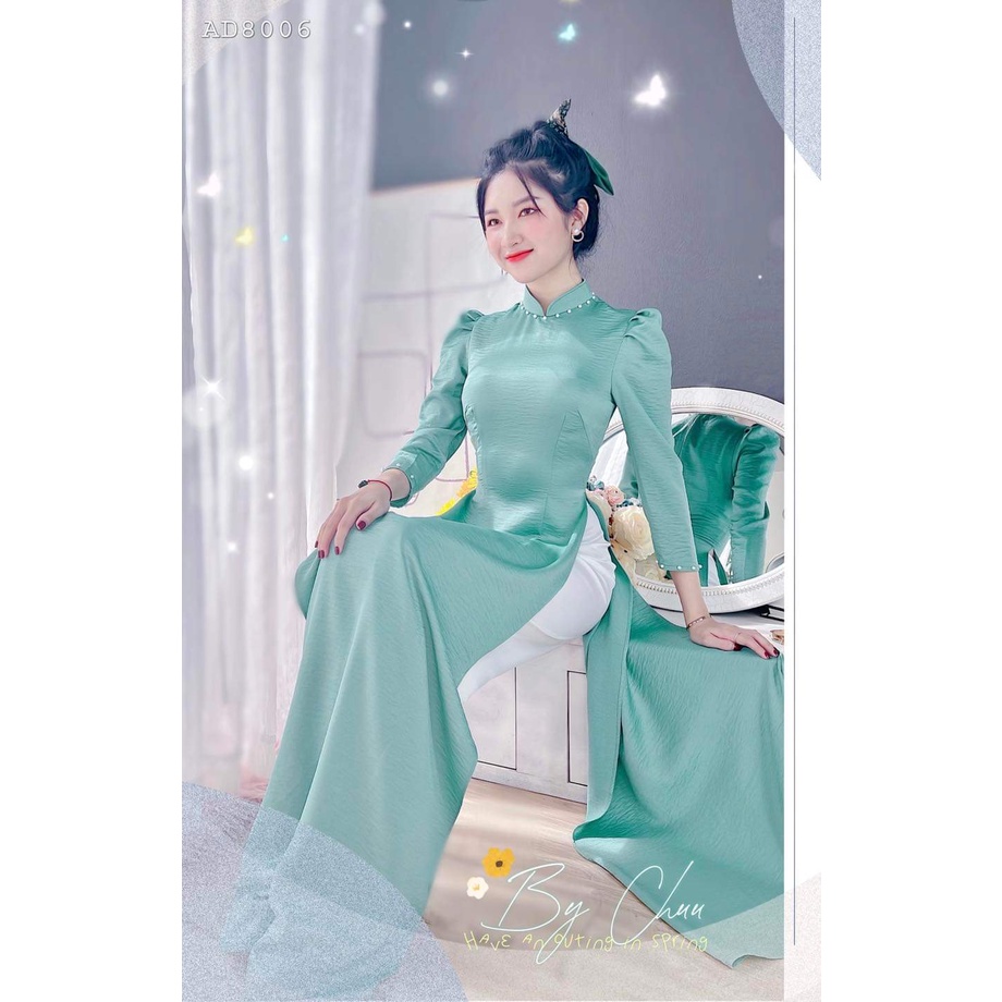 Áo dài lụa tây thi cao cấp đã kèm quần ,tết cổ thủ công