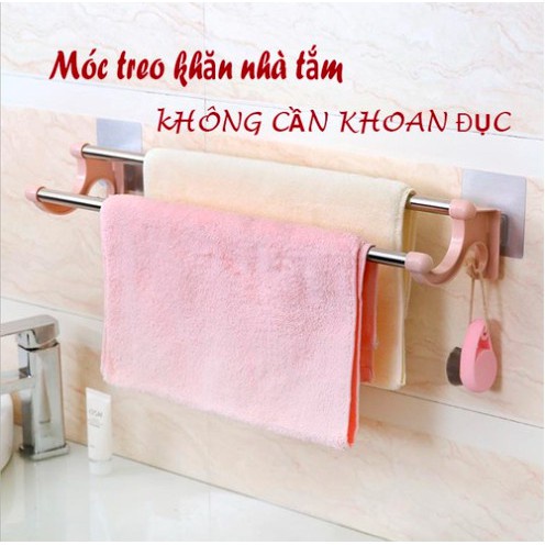 [ KHÔNG KHOAN ĐỤC] Giá Treo Khăn Tắm Khăn Mặt 2 Tầng Đa Năng Tiện Dụng Kèm 2 Miếng Dính