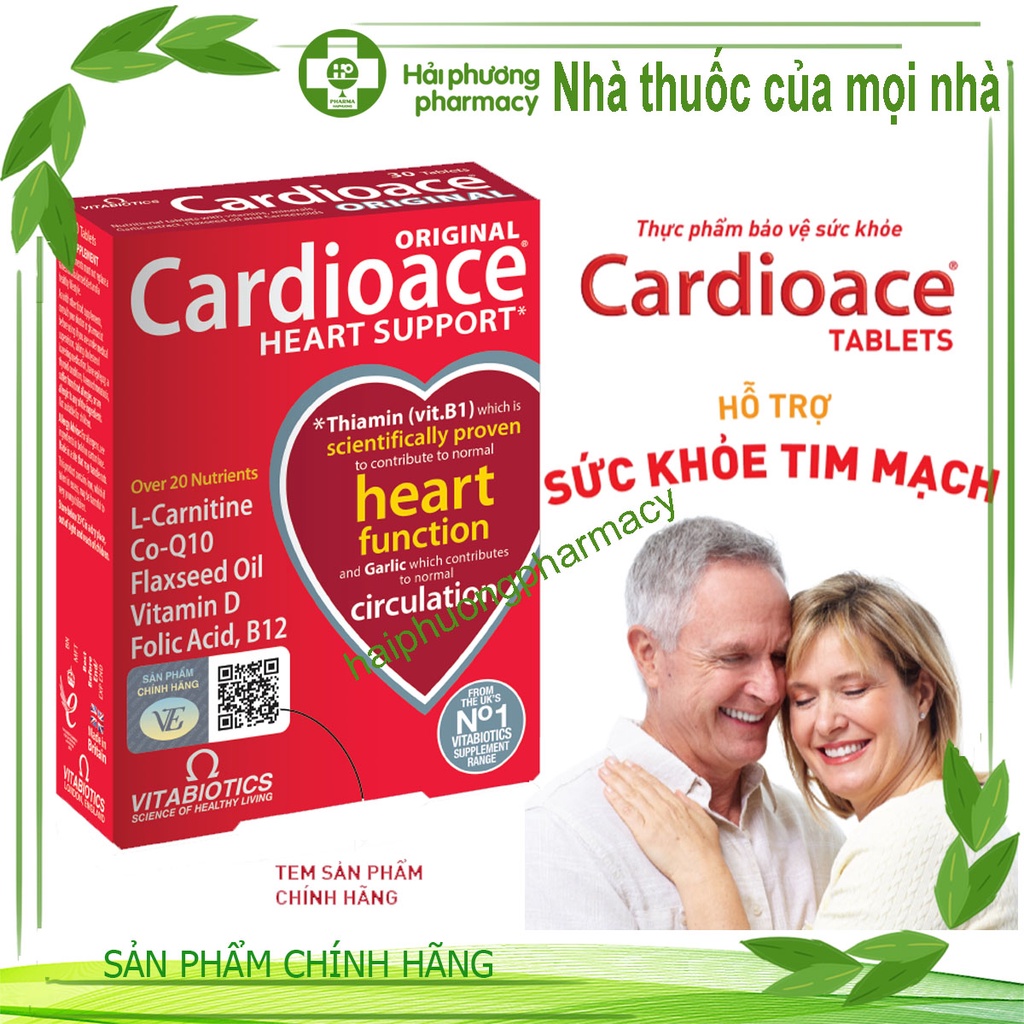 Thực phẩm bảo vệ sức khỏe CARDIOACE - Hỗ trợ sức khỏe tim mạch - HÀNG CHÍNH HÃNG - CÓ TEM CHÍNH HÃNG - Hộp 30 viên