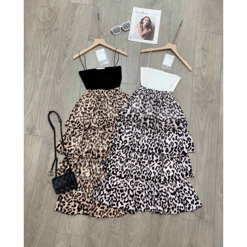set đồ áo croptop 2 dây chân váy dài hoạ tiết chấm bi cực xinh chất liệu thun mềm mịn ảnh thật cuối