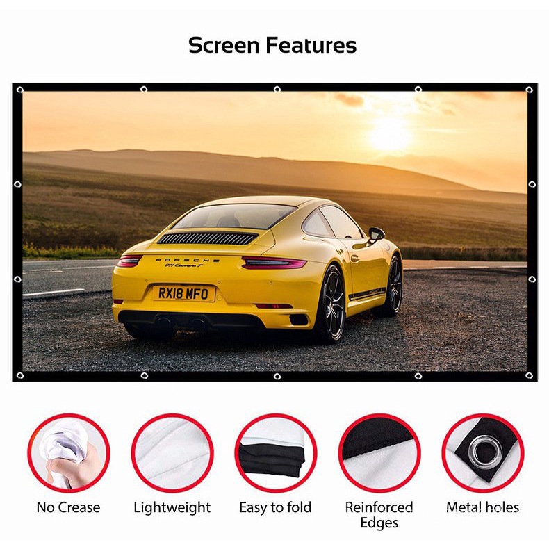 SGT Màn chiếu kích thước từ 30inch - 150inch (0.66m - 3.3m) Polyester mỏng Màn hình 16:9 | BigBuy360 - bigbuy360.vn