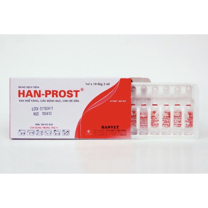1 ống HANPROST 2ml dùng cho trâu bò lợn ngựa dê cừu chó mèo