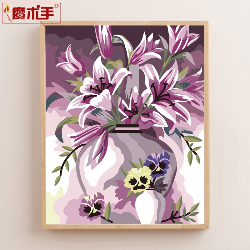 DIY digital oil painting landscape flowers plants flowers living room large digital hand-painted decorative painting lotus