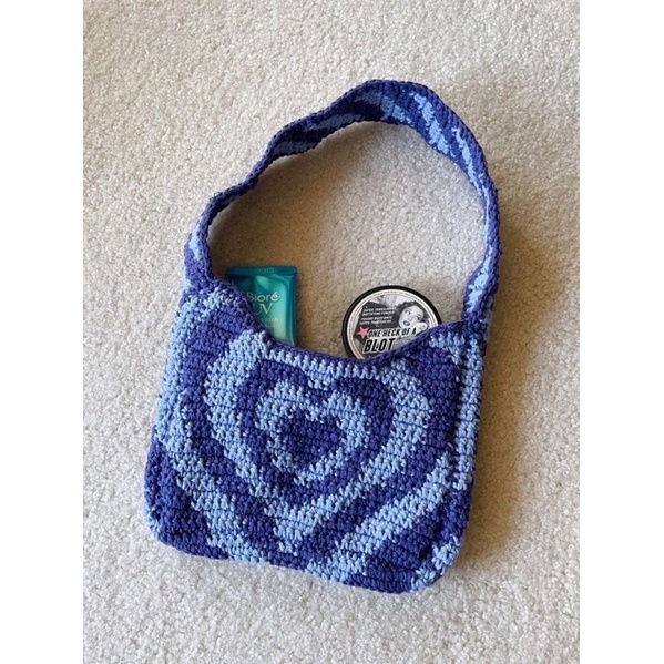 TÚI LEN HOẠ TIẾT TRÁI TIM TRENDY. TÚI HANDMADE