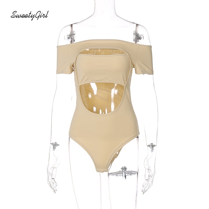 Áo Liền Quần Tay Ngắn Hở Vai Màu Trơn Thời Trang Quyến Rũ Cho Nữ | BigBuy360 - bigbuy360.vn