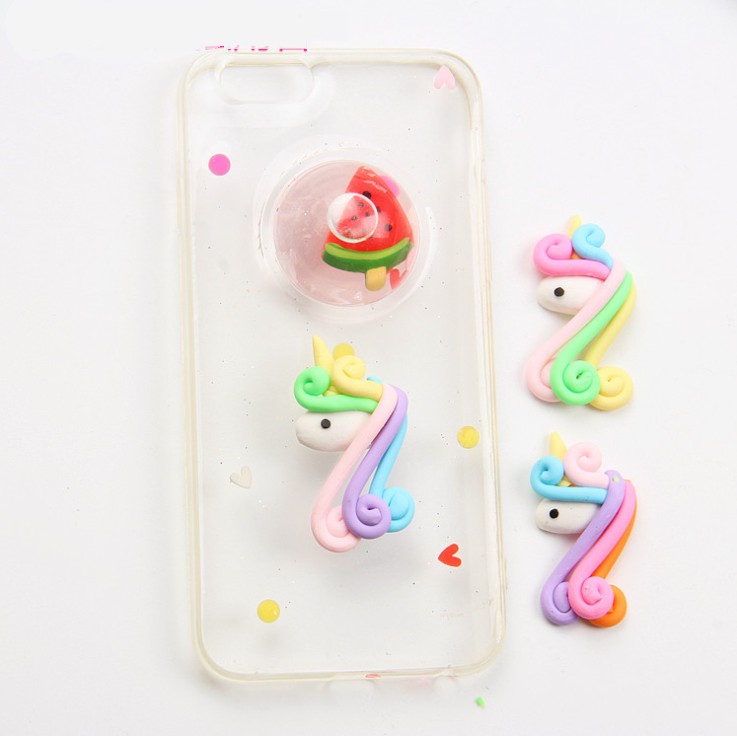 Charm unicorn kỳ lân bờm dài nhiều màu sắc cho các bạn trang trí vỏ ốp điện thoại, dán Jibbitz, DIY