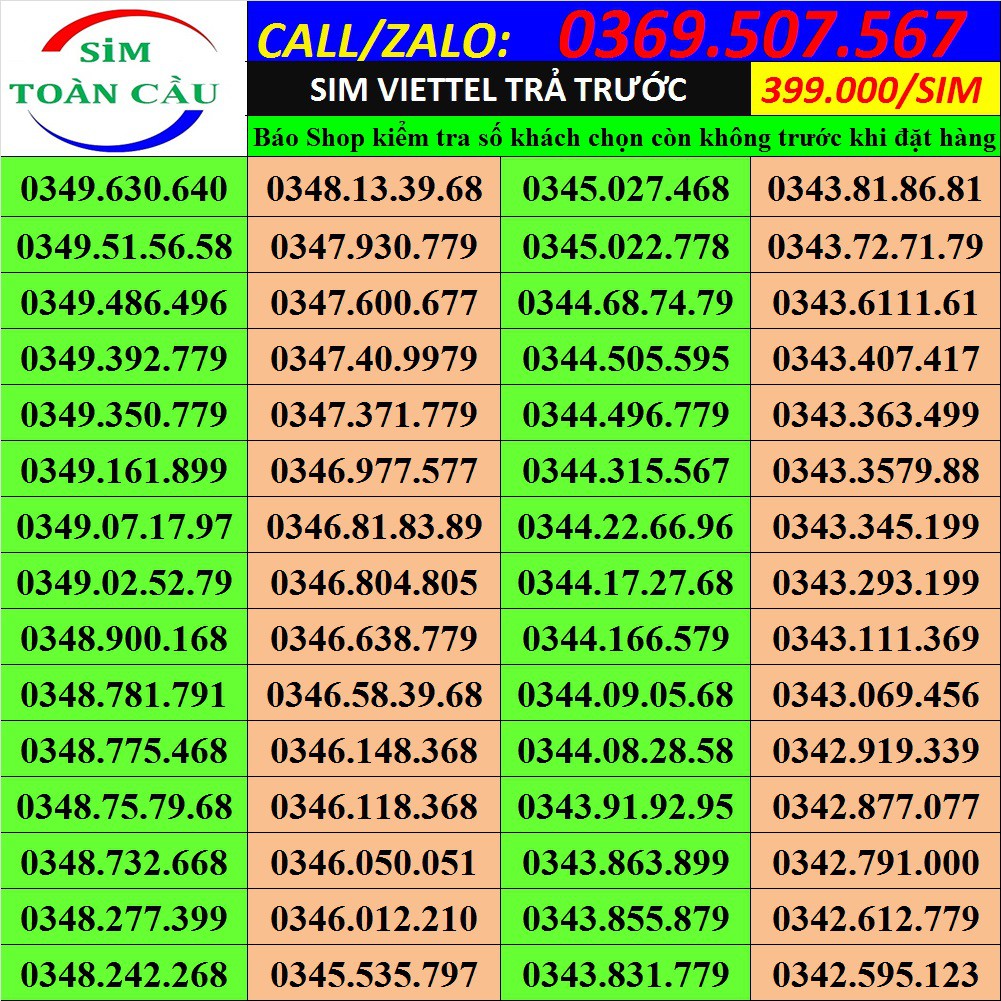 Sim số đẹp Viettel GIÁ 399.000 Thần Tài-Lộc Phát-Tam hoa giữa-Số tiến đầu 09