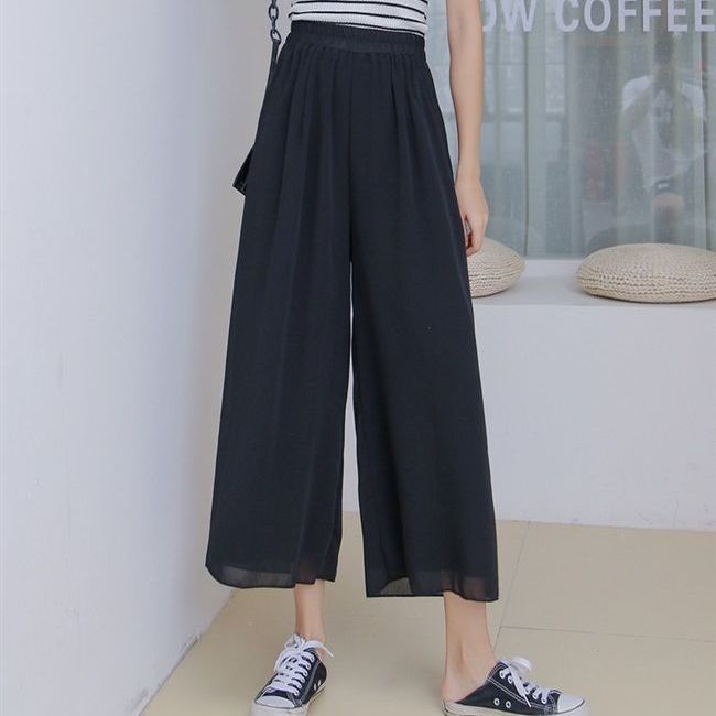 Quần Dài Lưng Cao Ống Rộng Phong Cách Hàn Quốc Cho Nữ