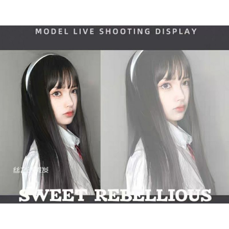 [Sẵn] Wig/Tóc giả nguyên đầu phong cách nữ sinh thẳng dài ngang ngực teen/lolita/cosplay C8258 màu đen [Miu Cosplay]