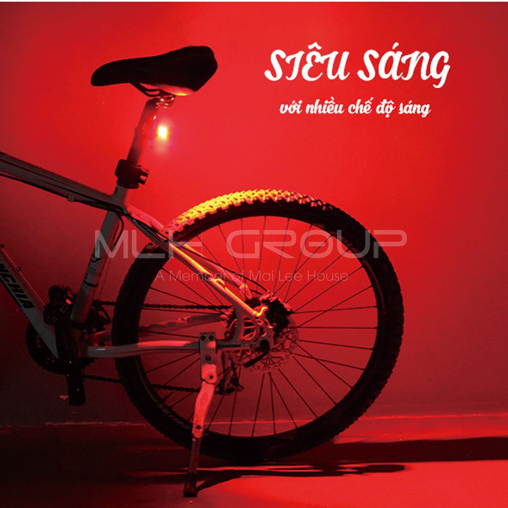 Đèn đuôi nhấp nháy, cảnh báo sau cho xe đạp màu đỏ A02 siêu sáng, thời gian chiếu sáng lên đến 200 giờ MLH