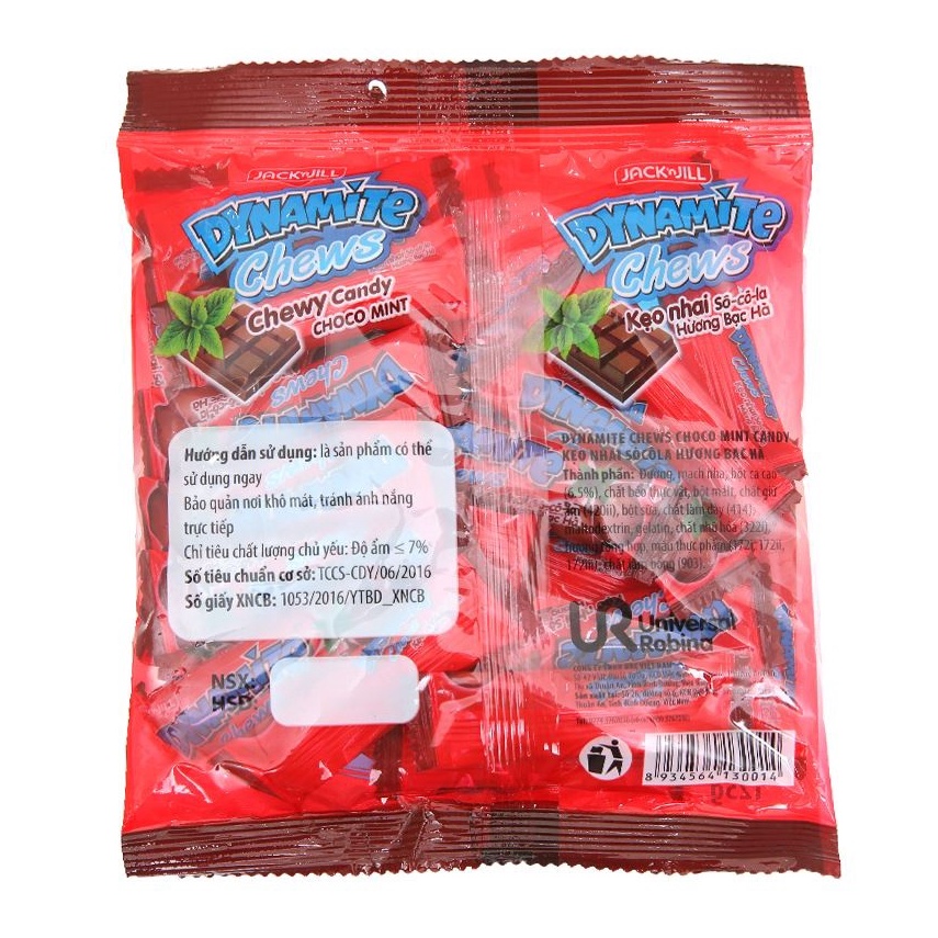 Kẹo nhai socola hương bạc hà Dynamite Chews gói 125g
