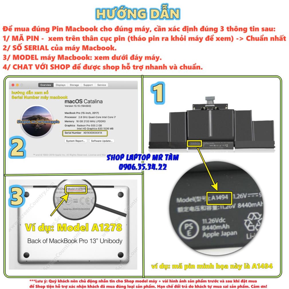 (BATTERY) PIN MAC A1493 (ZIN) DÀNH CHO MATBOOK PRO Retina 13&quot; A1502 A1493 Late 2013, Late 2014