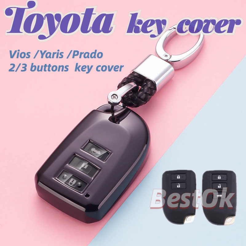 Bao da Chìa Khóa Xe Vios, Yaris 2019 2020 2021 2022 - Màu đen - kèm móc treo tiện lợi   Toyota Vios G (đời 2019-2022)   Bao chìa khoá xe Toyota Vios 2019 - 2020 - 2021, Yaris