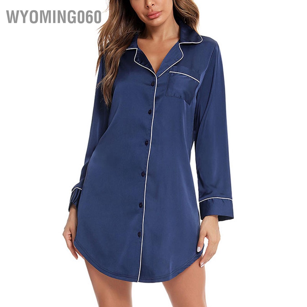 Áo Sơ Mi Ngủ Tay Dài Dáng Rộng Co Giãn Thoải Mái Thân Thiện Với Da Dành Cho Nữ