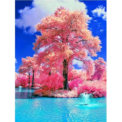 Bộ tranh đính đá 5d họa tiết phong cảnh độc đáo DIY dùng trang trí nhà cửa