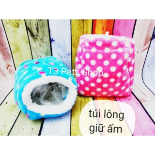 Túi lông giữ ấm chấm bi dành cho hamster sóc bọ nhím (có 3size)