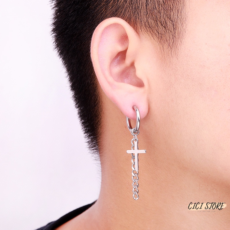 Khuyên Tai Nam Không Cần Bấm Lỗ Mặt Thánh Giá Xích - Bông Tai  Nam Xỏ Lỗ Thánh Giá Xích Phong Cách Hàn Quốc