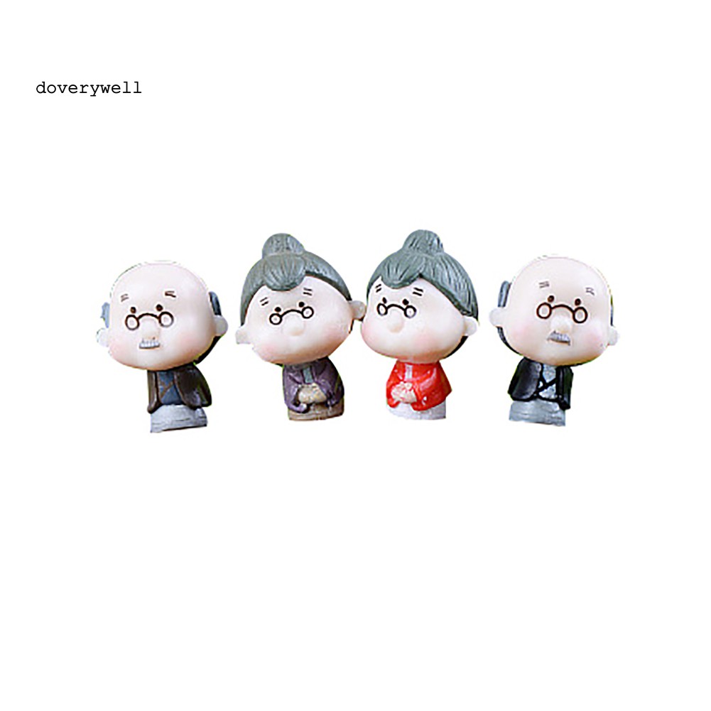 4 Tượng búp bê nhỏ hình ông bà lão dùng trang trí tiểu cảnh
