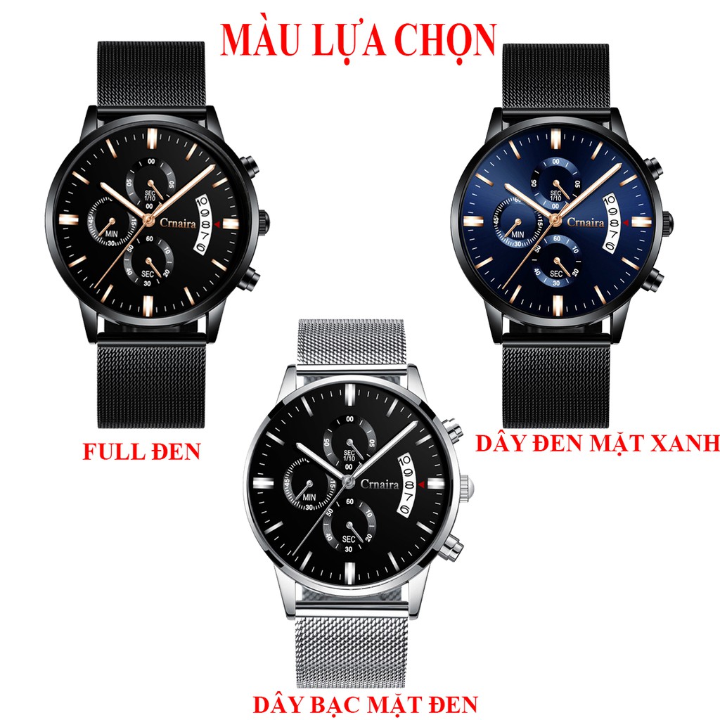 Đồng Hồ Nam Crnaira Japan C888 Chạy 6 kim Dây Thép Mành Cao Cấp Kim Dạ Quang | BigBuy360 - bigbuy360.vn