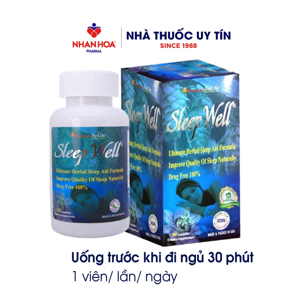 Viên Uống Hỗ Trợ Giấc Ngủ Sleep Well hộp 60 viên