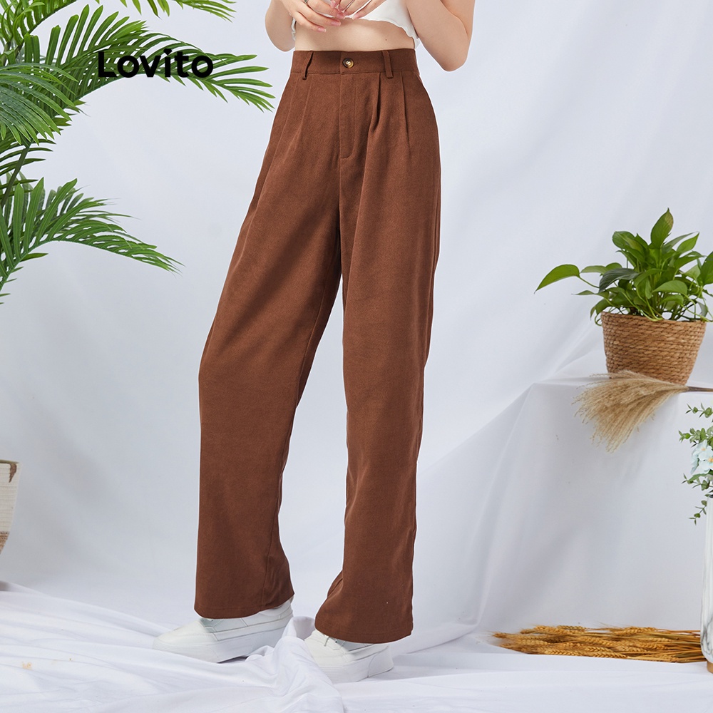【Gợi ý từ KOL】Quần dài Lovito màu trơn có túi quần L11D22