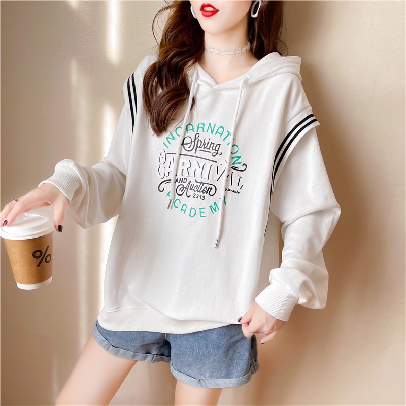 Áo hoodie mỏng giả hai lớp IELGY phong cách trẻ trung thời trang cho nữ