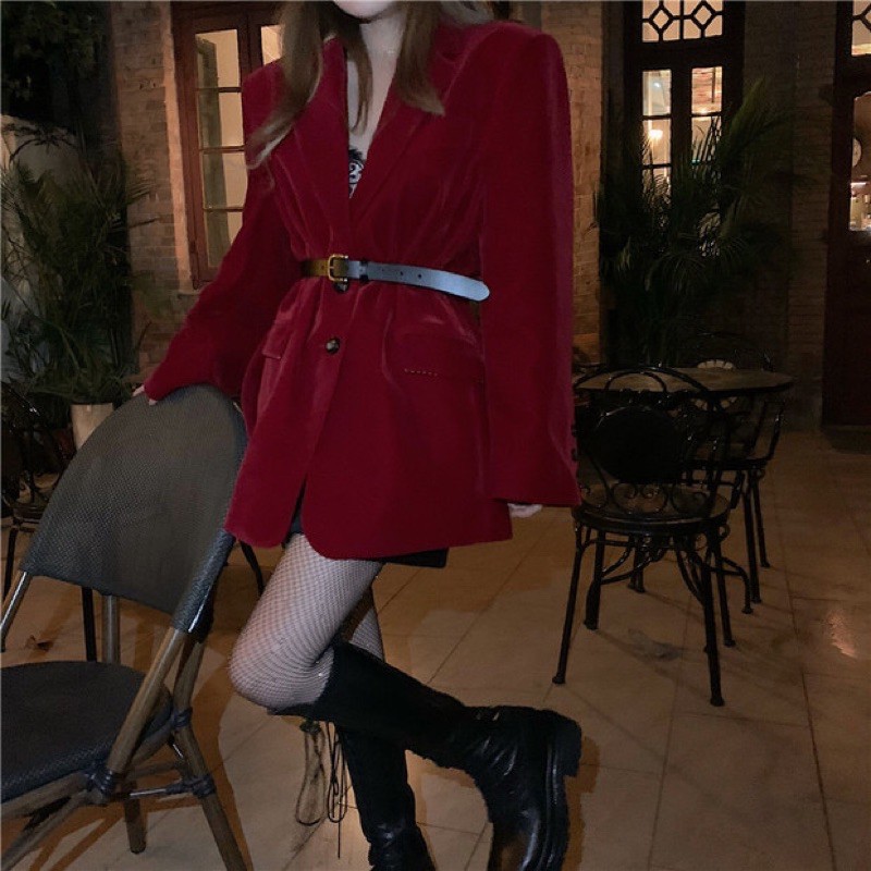 (SẴN + ẢNH THẬT )Áo khoác vest ulzzang đỏ rượu Hàn Quốc 2021 KÈM 2 ẢNH THẬT CUỐI | BigBuy360 - bigbuy360.vn