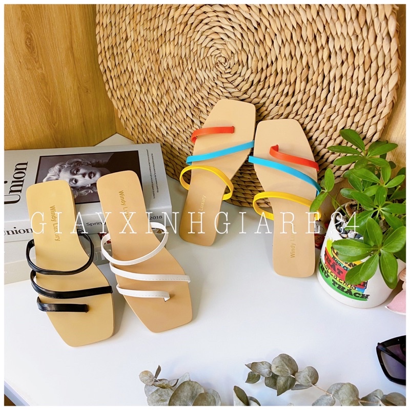 Dép kẹp nữ hot dây da mềm đế mặt tẩy