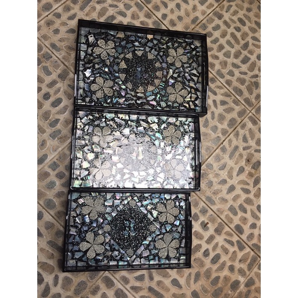 Khay gỗ khảm trai, khảm trứng  19x 32, 22 x 34, 24 x 37cm