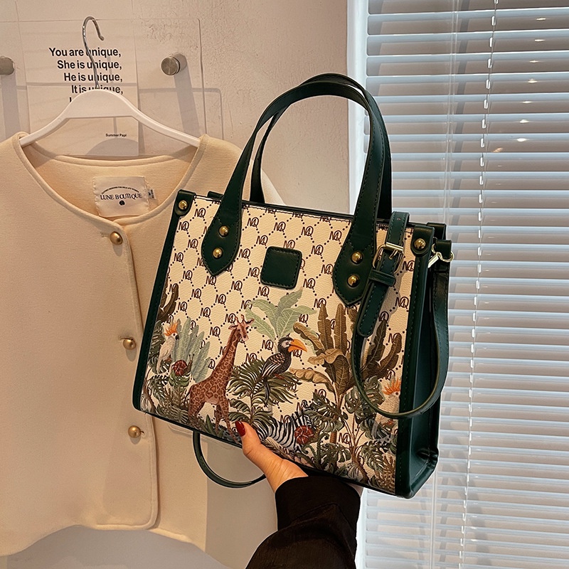 Túi đeo vai IELGY cỡ lớn in họa tiết hoạt hình thời trang cao cấp cho nữ