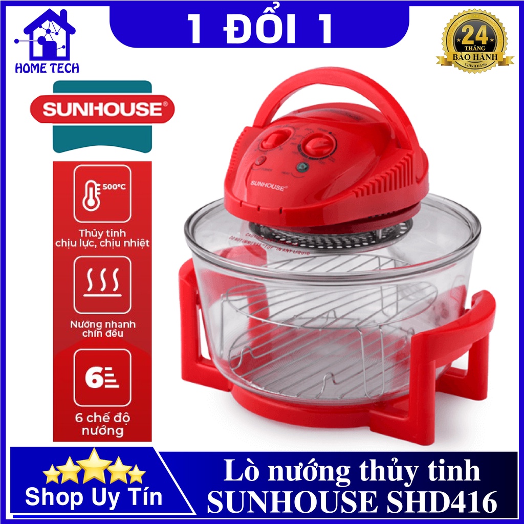 Lò nướng Sunhouse SH416/SH410 có hẹn giờ, nồi nướng thủy tinh chịu nhiệt, nồi chiên không dầu, giã đông thực phẩm