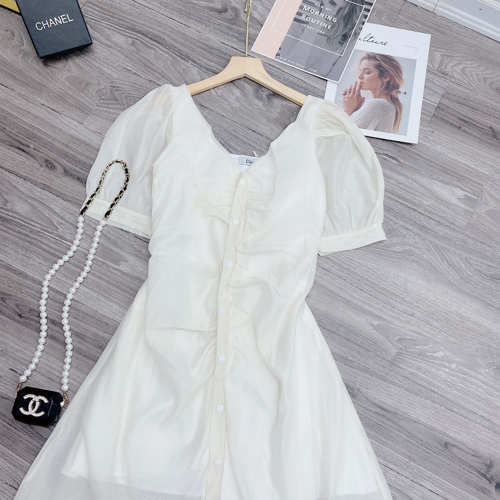 Váy maxi tiểu thư tay bồng dịu dàng, nữ tính, tiểu thư - Hàng có sẵn - Xưởng may Lộc Vân - V42