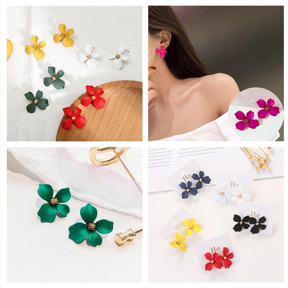 Bông Tai Dạng Móc Hình Hoa Sơn Màu Phong Cách Bohemia