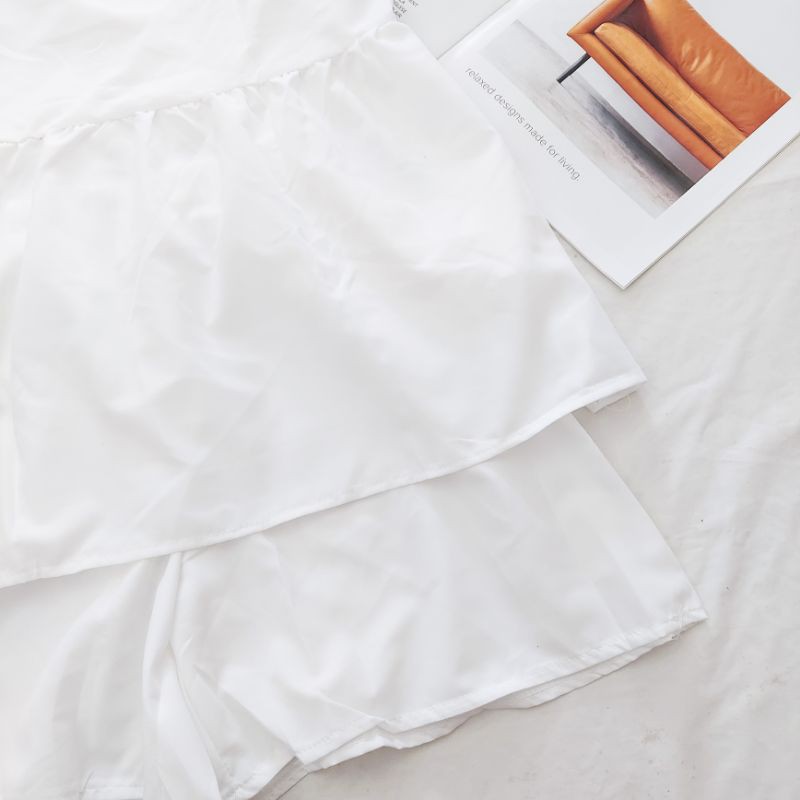 Set áo kiểu + quần short nữ 🔸️ẢNH THẬT🔹️Tay phồng babydoll siêu đáng yêu - Vải lụa kate mềm mại thoáng mát