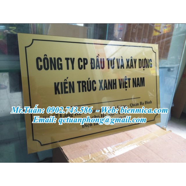 Biển Công Ty Mica - KT 30x40cm - In Logo theo yêu cầu