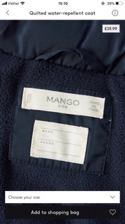 Aod khoác phao chống nước mango