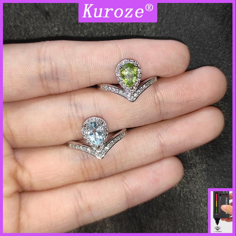 Nhẫn Hình Vương Miện Đính Đá Topaz Xanh Tự Nhiên