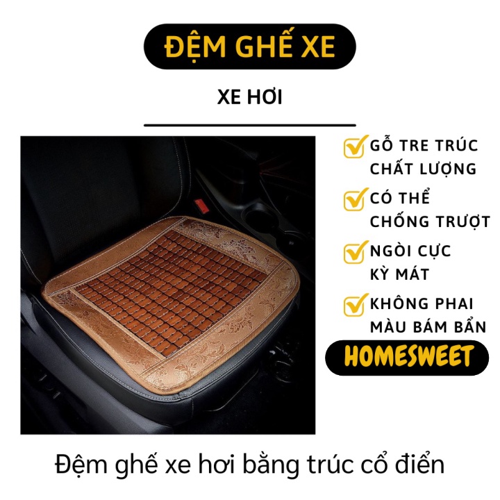 Đệm Ghế Xe Hơi - Lót Ghế Trúc Cho Ô Tô, Văn Phòng Lưu Thông Máu, Chống Ê Mỏi 9417