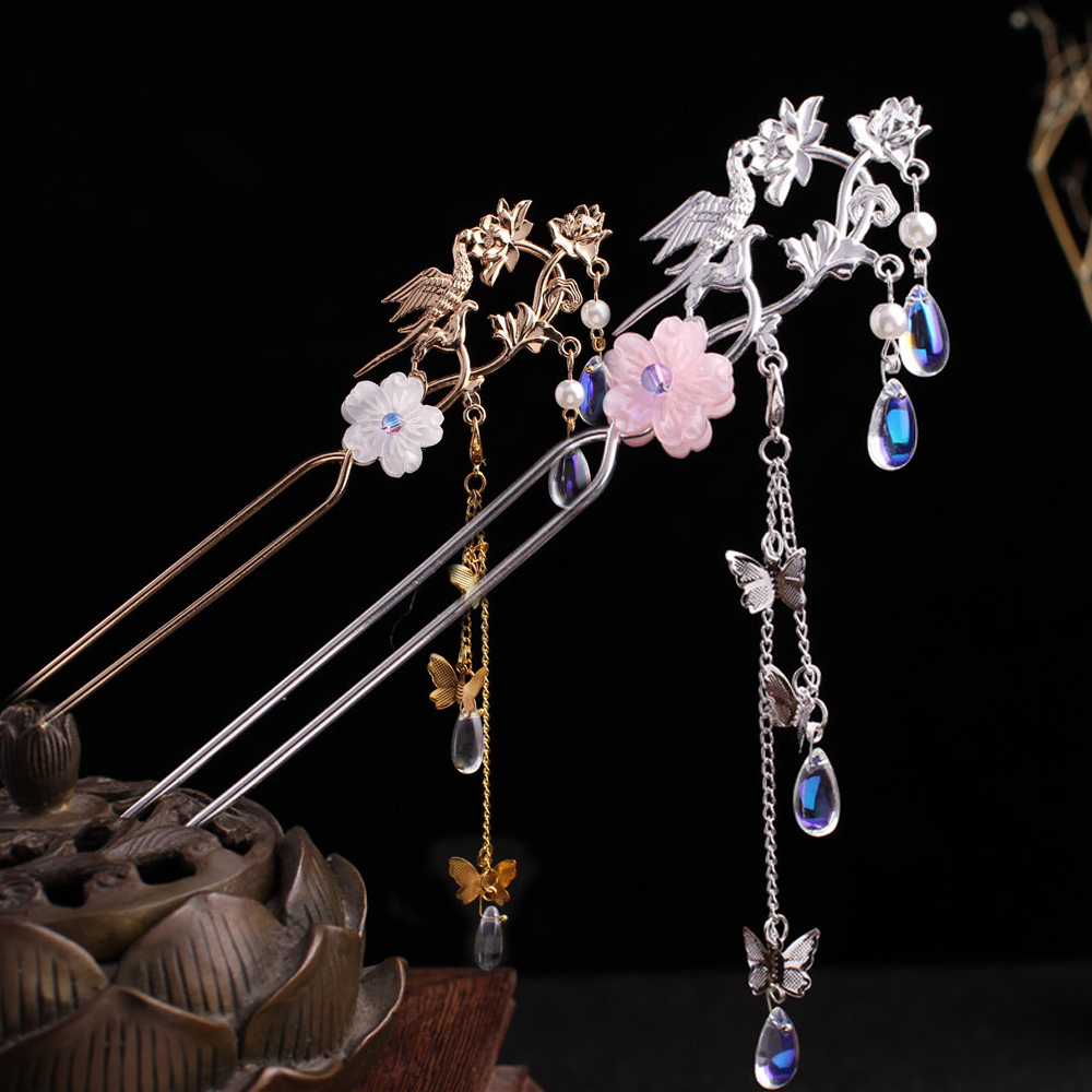 Trâm Cài Tóc Hình Bướm Đính Ngọc Trai Thời Trang Cho Nữ