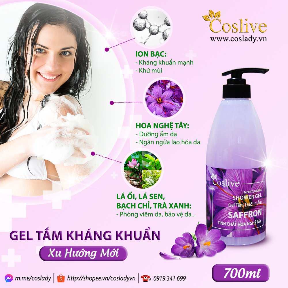 Gel tắm dưỡng ẩm tinh chất hoa nghệ tây 700ML | BigBuy360 - bigbuy360.vn