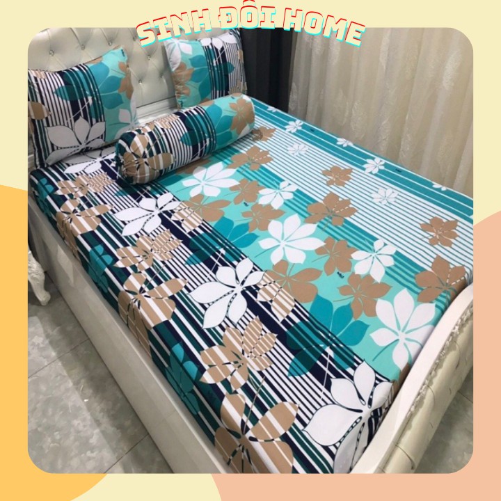 Bộ ga gối thun HQ 1 ga 3 vỏ gối mát lạnh siêu xinh chiếc lá - BO GA GOI THUN HQ MAU MOI CHIEC LA